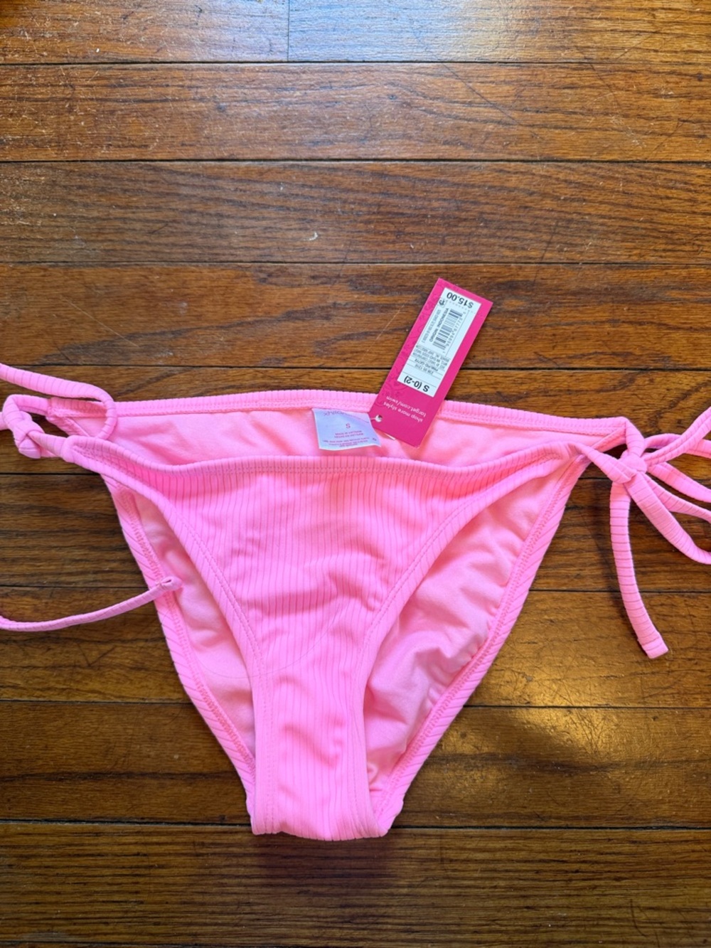 Xhilaration Pink Ribbed Tie-Side Bikini Bottom
